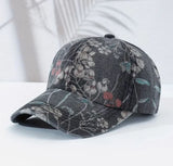 Flower Blossoms Denim Baseball Cap Hat