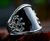 Black Gloss Enamel Curved Celtic Ring Stainless Steel