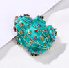 Frog Toad Enamel Rhinestone Brooch Pin Cute