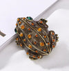 Frog Toad Enamel Rhinestone Brooch Pin Cute