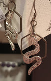 Snake w octagon copper earrings