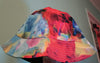 Hat Gorgeous Red on lt Blue w Yellow Colorful Swirls Bucket