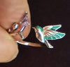 Bird w Purple CZ Flower Sterling Silver Ring