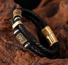 Viking Leather Goldtone Accent Stainless Steel Bracelet