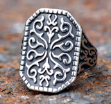 Ornate Design Rectangle Celtic Ring Stainless Steel