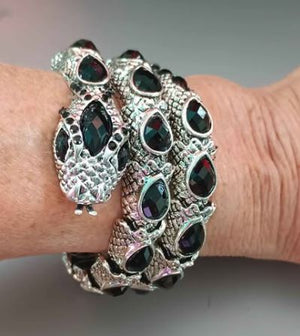 Snake Wrap Black Rhinestone Bracelet