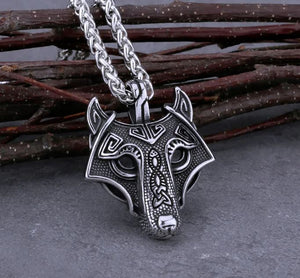 Wolf Ornate Necklace Celtic Norse Viking Stainless Steel