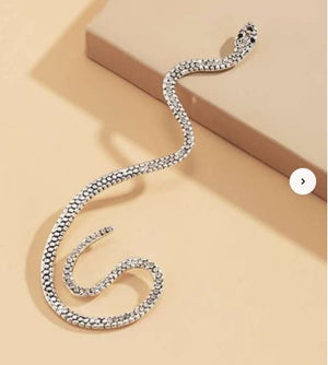 Snake Ear Cuff long silvertone alloy