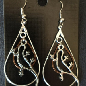 E Lizard Open Silver Copper Loop Dangle $15