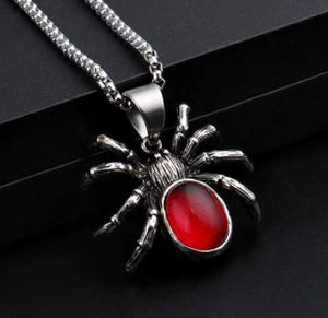 Spider Red Glass Necklace alloy