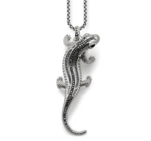 N Lizard Lg Solid Silver/Metal 925 Necklace SS