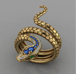 Snake Blue  Zirconia Gold Ring alloy