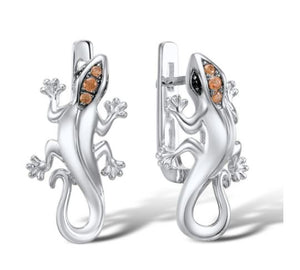 E Lizard Brz Zircon Earrings 925 Silver Earrings SL