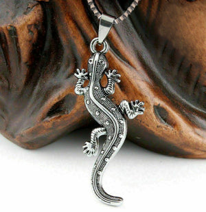 Lizard sm solid Gecko Necklace SS