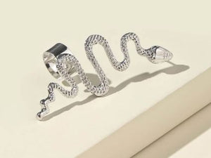 Snake Ear Cuff shiny silvertone squiggly alloy