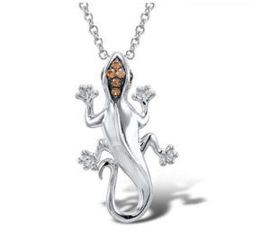 N Lizard Brz Zircon Necklace 925 Silver SL